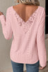 Floral Lace Splicing Eyelet Long Sleeve Top